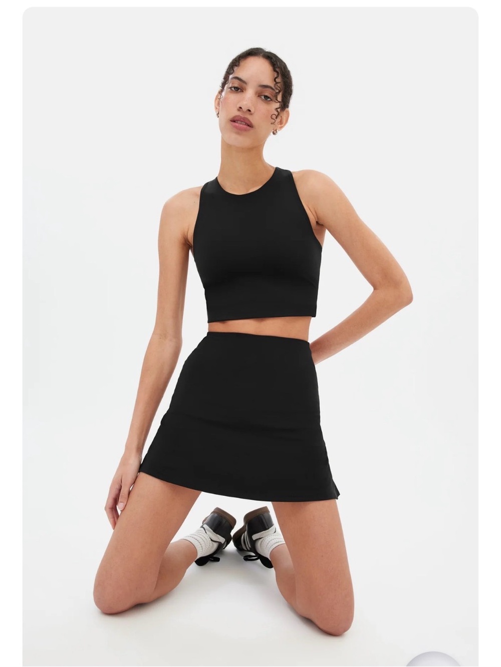 girlfriend collective Black High-Rise Mini Skort